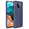 Microsonic Xiaomi Poco F2 Pro Kılıf Deri Dokulu Silikon Lacivert