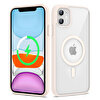Gpack Apple iPhone 11 Kılıf Ege Transparan Wireless Şarj Özellikli Buttom Magsafe Silikon Pembe