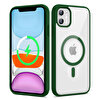 Gpack Apple iPhone 11 Kılıf Ege Transparan Wireless Şarj Özellikli Buttom Magsafe Silikon Yeşil