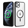 Gpack Apple iPhone 11 Pro Kılıf Ege Transparan Wireless Şarj Özellikli Buttom Magsafe Silikon Siyah