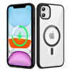 Gpack Apple iPhone 11 Kılıf Ege Transparan Wireless Şarj Özellikli Buttom Magsafe Silikon Siyah