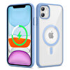 Gpack Apple iPhone 11 Kılıf Ege Transparan Wireless Şarj Özellikli Buttom Magsafe Silikon Mavi