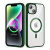 Gpack Apple iPhone 13 Kılıf Ege Transparan Wireless Şarj Özellikli Buttom Magsafe Silikon Yeşil