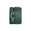 Gpack Apple iPhone 14 Pro Max Kılıf Wireless Tacsafe Mrdm Lens Korumalı Mat Sert Kapak Yeşil