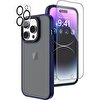 Gpack Apple iPhone 14 Pro Max Kılıf İmpact Alpin Mat Buzlu Kapak Lacivert + Nano Ekran Koruyucu + Ka