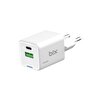 Bix 30W GaN USB-C + USB-A Hızlı Şarj Adaptörü iPhone - Android ve iPad Uyumlu Type-C PD PPS Şarj Aleti Beyaz