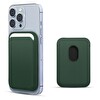 Microsonic Apple iPhone 16 Pro Leather Wallet Magsafe Koyu Yeşil