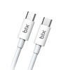 Bix 100W 5Gbps E-Mark Çipli Type-C to Type-C PD Şarj ve Data Kablosu 2 Metre Beyaz