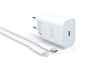 Syrox PD20L 3.0A 20W PD 1 M Type-C - Lightning Kablolu 1xType-C Port Çıkışlı Şarj Cihazı Beyaz