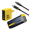 Aohi Youth 140W 3 Portlu 40.000 mAh 140W PD3.1 Powerbank 140W LED Ekranlı Süper Hızlı Sarı Siyah Şarj - Data Kablosu Seti