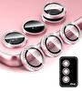 IPG Samsung Galaxy S24 Uyumlu Kamera Lens Koruyucu Elmas Taşlı Çerçeveli Kırılmaz Cam Pembe