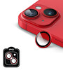 IPG iPhone 14 / 14 Plus için IPG ProLENS Kamera Lens Koruyucu Alüminyum CD Çerçeveli Kırılmaz Cam Kırmızı