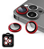 IPG iPhone 15 Pro / Pro Max için IPG ProLENS Kamera Lens Koruyucu Alüminyum CD Çerçeveli Kırılmaz Cam Kırmızı