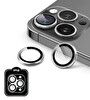 IPG iPhone 14 Pro / Pro Max için IPG ProLENS Kamera Lens Koruyucu Alüminyum CD Çerçeveli Kırılmaz Cam Gümüş