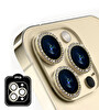 IPG iPhone 16 Pro / Pro Max İçin IPG Prolens Kamera Lens Koruyucu Elmas Taş Çerçeveli, Kırılmaz Cam (Altın)
