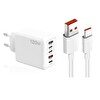 ScHitec SR30 120W 3 Type-C+2 UsbA 5 Çıkışlı Şarj Aleti Set 6A 100W UsbA to Type-C 1M Hızlı Data Şarj Kablosu