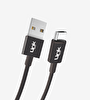 Linktech K565 Strong 30 CM 2.4A Mikro USB Powerbank Şarj Kablosu Siyah