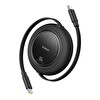Baseus Free2Pull Mini Makaralı USB-C to USB-C 100W Hızlı Şarj ve Data Kablosu - Siyah