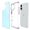 Bix iPhone 16 Plus Uyumlu Şeffaf Çizilmeye Dayanıklı Rainbow Geçişli Mavi Telefon Kılıfı