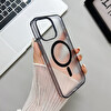 SyncCase iPhone 15 Uyumlu Magsafe Özellikli Darbe Ve Kamera Korumalı Manyetik Kapak Telefon Kılıfı Şeffaf Siyah