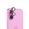 Bix iPhone 16 - 16 Plus Lens Koruyucu Kamera Lensi 9H Gerçek Cam Crystal AR+AF Pembe