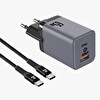 Gnp 65W Type-C To Type-C Lightning Kablo Ve Şarj Cihazı Siyah