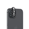 Bix iPhone 15 - 15 Plus Uyumlu Safir 3D Camı 9H Premium Kamera Lens Koruyucu - Siyah