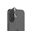 Bix iPhone 16 - 16 Plus Uyumlu Safir 3D Camı 9H Premium Kamera Lens Koruyucu - Siyah