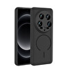Başkenttekno Xiaomi 14 Ultra Kılıf Meta Lansman M-Safe Kamera Korumalı içi Kadife Yumuşak Renkli Süet Silikon Siyah 