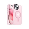 Bix iPhone 13 / 14 MagSafe Uyumlu Kılıf Tam Koruma Manyetik Darbe Emici Pembe
