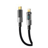 Gritty GL-DP02 Dijital 30 W Type-C To Lighting Örme Şarj Kablosu - Kristal Siyahı