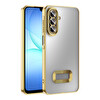 Başkenttekno Samsung Galaxy A17 Kılıf Logo Gösteren Parlak Kenarlı Kamera Lens Korumalı Şeffaf Omega Silikon Kapak