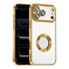 Başkenttekno iPhone 17 Pro Kılıf Logo Gösteren Parlak Kenarlı Kamera Lens Korumalı Şeffaf Omega Silikon Kapak
