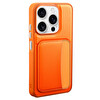 Başkenttekno Xiaomi Redmi 15C Uyumlu Kartlıklı Süni Deri X-Kart Cüzdan Silikon Kapak Turuncu