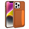Başkenttekno iPhone 16 Pro Uyumlu Kartlıklı Süni Deri X-Kart Cüzdan Silikon Kapak