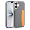 Başkenttekno iPhone 16 Uyumlu Kartlıklı Süni Deri X-Kart Cüzdan Silikon Kapak