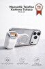 Torima PCG01  Telefon Tutucu Mıknatıslı Magsafe Uyumlu Bluetooth Deklanşör Kumandalı Tutucu Beyaz