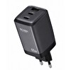 ScHitec HG/TA-56EU 65W GaN 3 Çıkışlı 2xType-C -USB-A QC 3.0 Şarj Adaptörü Başlığı