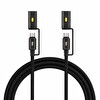 Bix T2IN1C 240W LED Fener ve Alevsiz Çakmak Fonksiyonlu Type-C to Type-C 1.2 M Siyah Şarj ve Data Kablosu