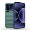 Başkenttekno Xiaomi 17 Pro Max Esnek TPU Oyuklu Arka Yüzey Tasarımlı Etnik Silikon Kılıf Koyu Yeşil