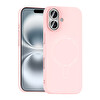 Başkenttekno iPhone 17 Kılıf M-Safe Şarj Özellikli Kamera Korumalı Premium Elio Sert PC Kapak Açık Pembe