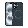 Başkenttekno iPhone 17 Kılıf M-Safe Şarj Özellikli Kamera Korumalı Premium Elio Sert PC Kapak Lacivert 