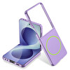GKK Galaxy Z Flip 8 Kılıf Kablosuz Şarj Özellikli Zore Kıpta M-Safe Telefon Kılıfı Mor