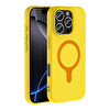 Başkenttekno iPhone 16 Pro Kılıf M-Safe Şarj Özellikli Kamera Korumali Premium Soft Aris Silikon Kapak Sarı 