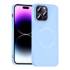 Başkenttekno iPhone 14 Pro Max Kılıf M-Safe Şarj Özellikli Kamera Korumalı Premium Elio Sert PC Kapak Açık Mavi