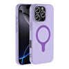 Başkenttekno iPhone 16 Pro Max Kılıf M-Safe Şarj Özellikli Kamera Korumali Premium Soft Aris Silikon Kapak Lila