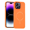 Başkenttekno iPhone 14 Pro Max Kılıf M-Safe Şarj Özellikli Kamera Korumalı Premium Elio Sert PC Kapak Turuncu
