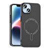 Başkenttekno iPhone 14 Kılıf M-Safe Şarj Özellikli Kamera Korumalı Premium Elio Sert PC Kapak Siyah 