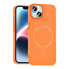 Başkenttekno iPhone 13 Kılıf M-Safe Şarj Özellikli Kamera Korumalı Premium Elio Sert PC Kapak Turuncu