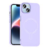 Başkenttekno iPhone 14 Kılıf M-Safe Şarj Özellikli Kamera Korumalı Premium Elio Sert PC Kapak Lila